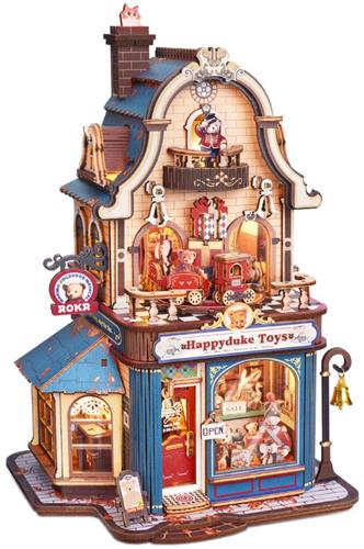 ROKR Happyduke Toys Houten 3Dpuzzel | DIY miniatuur speelgoedwinkel met licht en muziek, EAM01