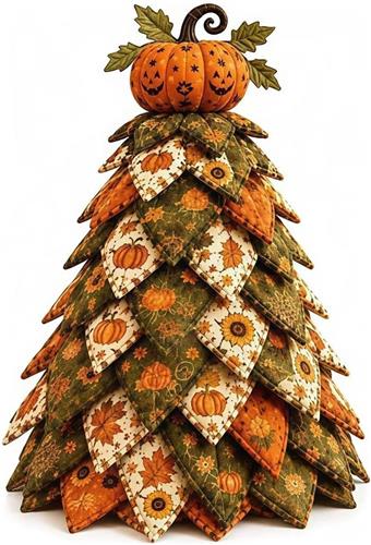 KZQ Halloween DIY Quilt Tafelboom Knutselset  3D Gelaagde Stoffen Naaipakket Voor Volwassenen Met Pompoen Oogst Ontwerp En Eenvoudige Instructies, Landelijke Schoorsteenmanteldecoratie