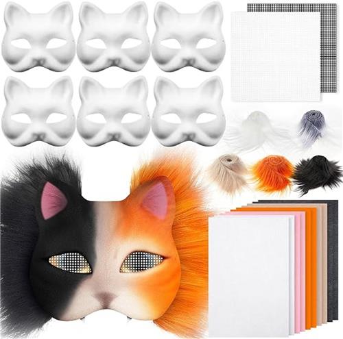 KZQ DIY Therian Kattenmasker Pakket  Blanco Basismaskers Voor Eigen Ontwerp En Creatieve Knutselprojecten