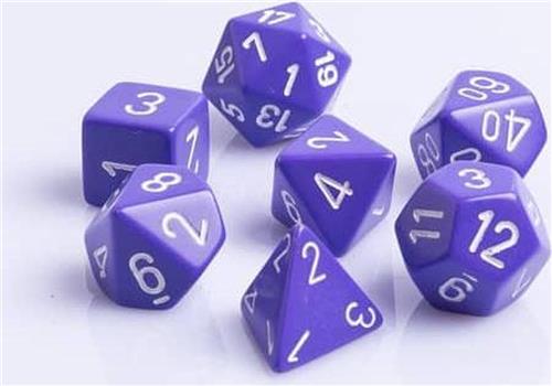 Polydice 7 Dobbelstenenset Paars met Wit