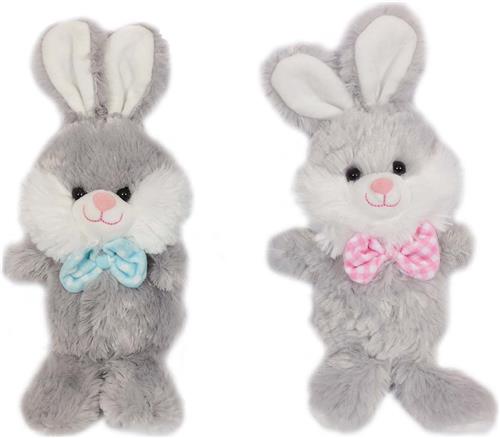 PIA Soft Toys Pluche Knuffeldier Konijn grijs - 18 cm