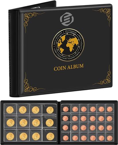 Equivera Muntenalbum - Muntenverzamelmap - Munten Verzamelmap - Munten Verzameling Opbergsysteem - Muntenmap - Muntenhouders - Munten Opbergbladen - Munten Opbergen - Geld Verzamelmap - Geldalbum - Geldmap