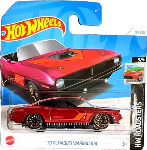 HOT WHEELS '70 PLYMOUTH BARRACUDA 20/250 RED 1:64 HW ROADSTERS 3/5