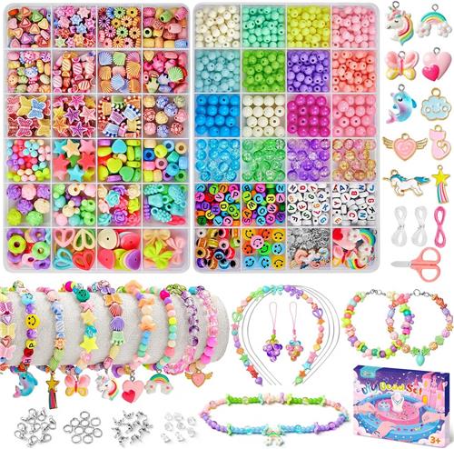 Kralen voor armbanden - Sieraden maken kinderen - Letterkralen en bedels - Kettingen en sleutelhangers - Inclusief elastisch koord - Twee opbergdozen - Creatieve cadeauset - Meerkleurig - 46 soorten