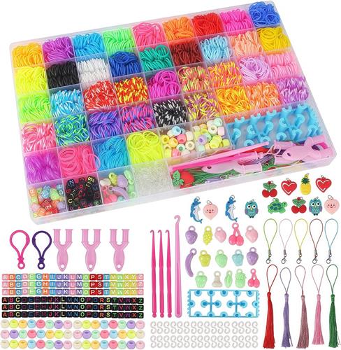 Loom bandjes set - Armbandjes maken kinderen - Elastiekjes creatief speelgoed - Inclusief weefstoel haaknaald - Kralen accessoires knutselen - Opbergdoos 54 vakken - Meerkleurig - 4.100+ stuks 40 kleuren