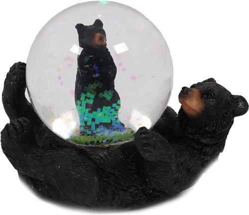 PIA Soft Toys Beer zwart liggend waterbal - 45 mm - Snowglobe