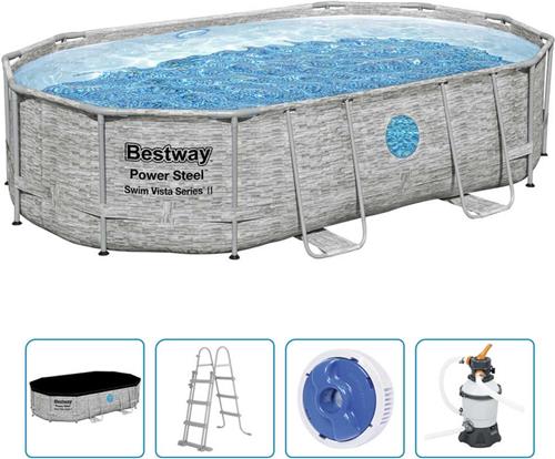 Bestway - Power - Steel - Zwembadset - ovaal - 488x305x107 - cm