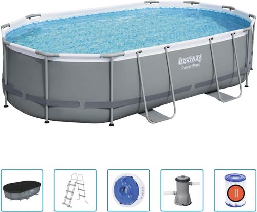 Bestway - Power - Steel - Zwembadset - ovaal - 488x305x107 - cm
