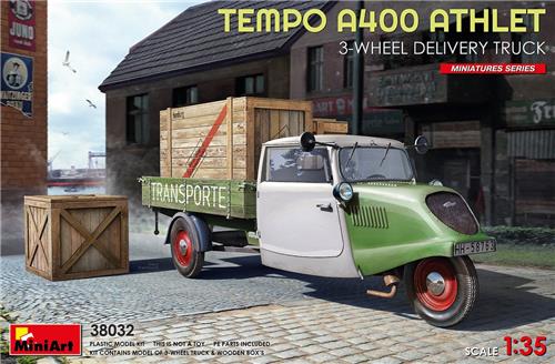 1:35 MiniArt 38032 Tempo A 400 Athlet 3-Wheel Delivery Truck Plastic Modelbouwpakket