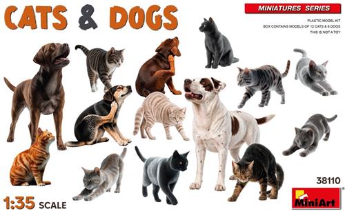 MiniArt Modelbouwpakket Militaire voertuigen - 38110 Katten - Honden - 18 Dierenfiguren Plastic - 1:35 - Modelbouw