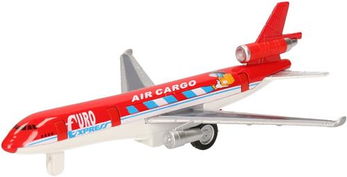 Goki Speelgoed Vliegtuig - 19 cm - rood - pull back motor - kinderen