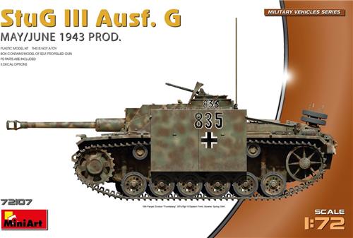 1:72 MiniArt 72107 Sturmgeschütz III - StuG III Ausf. G - Mei/Juni 1943 Productie Plastic Modelbouwpakket