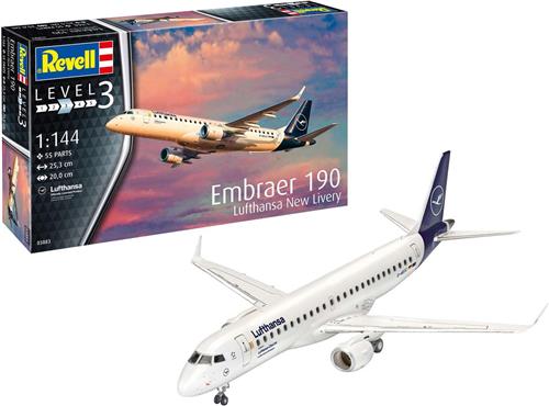 1:144 Revell 03883 Embraer 190 Lufthansa Plane - New Livery Plastic Modelbouwpakket