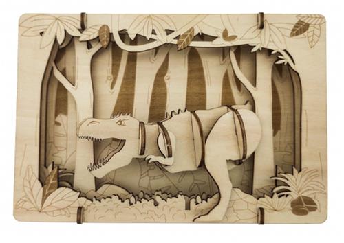 Bouwpakket 3D Puzzel Theater T-Rex- hout