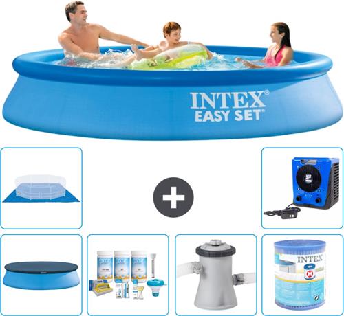 Intex Rond Opblaasbaar Easy Set Zwembad - 305 x 61 cm - Blauw - Inclusief Afdekzeil - Onderhoudspakket - Zwembadfilterpomp - Filter - Grondzeil - Warmtepomp