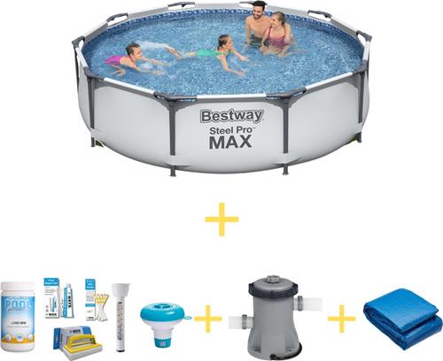 Bestway Zwembad - Steel Pro MAX - 305 x 76 cm - Inclusief WAYS Onderhoudspakket, Filterpomp & Grondzeil