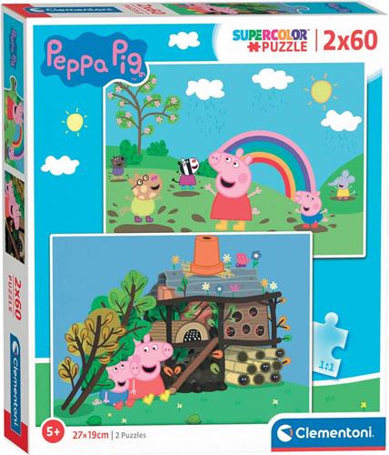 Clementoni - Puzzel 2X60 Stukjes Peppa Pig, Kinderpuzzels, 4-6 jaar, 21622