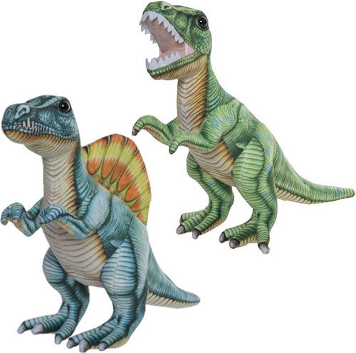 Speelgoed set van 2x pluche dino knuffels T-Rex en Stegosaurus van ongeveer 30 cm