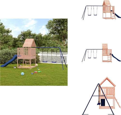 vidaXL Speelhuis - Speelhuizen - Buitenspeelsets - Speelset - Speelhuis met glijbaan ladder schommels massief douglashout
