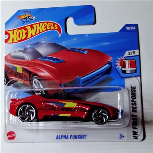 HOT WHEELS ALPHA PURSUIT FIRE RED 18/250 1:64 HW FIRST RESPONSE 2/5