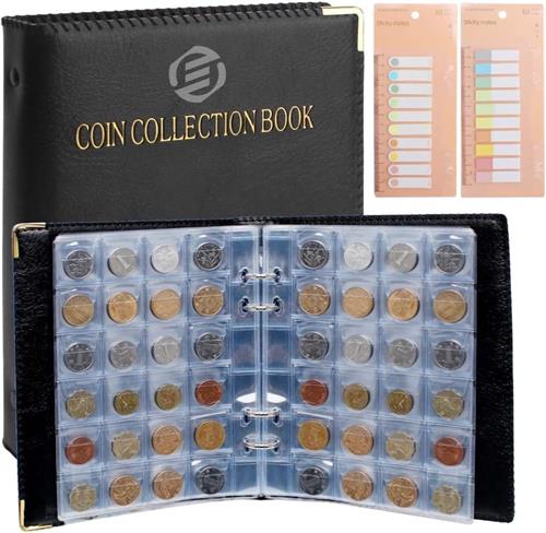 Equivera Muntenalbum - Muntenverzamelmap - Munten Verzamelmap - Munten Verzameling Opbergsysteem - Muntenmap - Muntenhouders - Munten Opbergbladen - Munten Opbergen - Geld Verzamelmap - Geldalbum - Geldmap