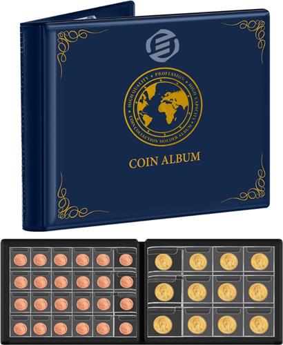 Equivera Muntenalbum - Muntenverzamelmap - Munten Verzamelmap - Munten Verzameling Opbergsysteem - Muntenmap - Muntenhouders - Munten Opbergbladen - Munten Opbergen - Geld Verzamelmap - Geldalbum - Geldmap