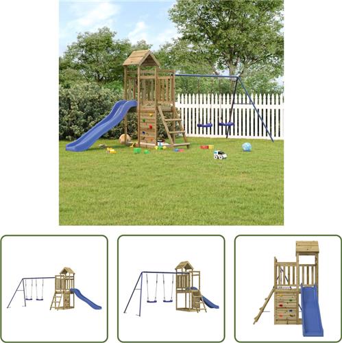 The Living Store Houten Speelset - Speeltuin voor Kinderen - 465 x 186 x 214 cm - Duurzaam Grenenhout