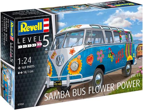 1:24 Revell 07050 Volkswagen VW Samba T1 Flower Power Plastic Modelbouwpakket
