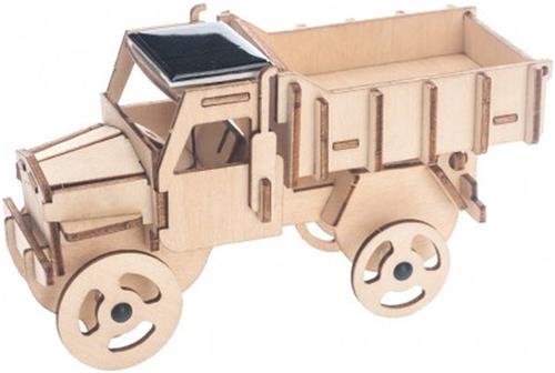 3D Houten Puzzel op zonne-energie Truck, PZ005, 18x7,5x9,5cm