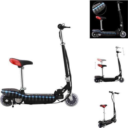 vidaXL Kinderstep - Kindersteppen - Step - Step Kinderstep - Step elektrisch met zitje en LED 120 W zwart