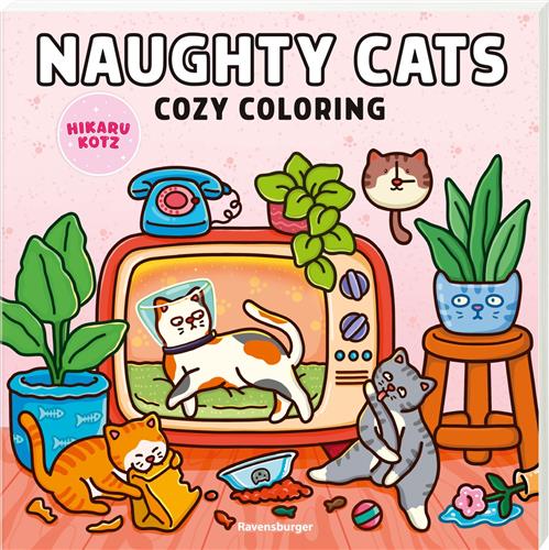 Ravensburger Naughty Cats Colouring Book | Kleurboek met Ondeugende Katten | Creatief Kleurplezier voor Kattenliefhebbers