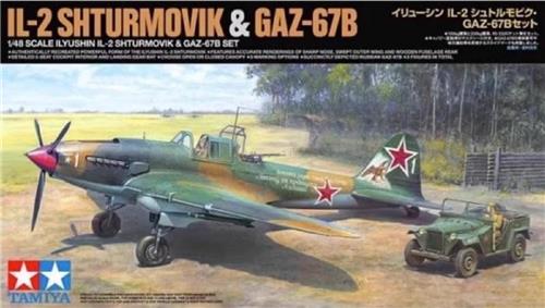 1:48 Tamiya 25212 Ilyushin IL-2 Shturmovik & GAZ-67B Set Plastic Modelbouwpakket