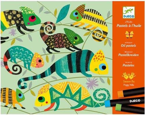 Djeco - Djeco Schilderijtjes maken met Waskrijt Bonte jungle