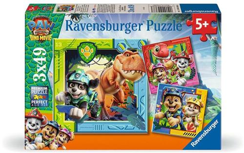 Ravensburger Kinderpuzzel - Paw Patrol 3 - Dino Movie - 3 in 1 Puzzel - Kinderpuzzel 3 x 49 Stukjes - Vanaf 5 Jaar