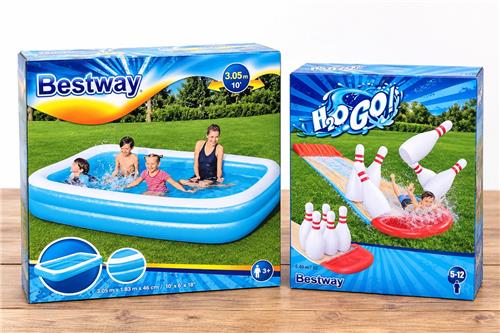 Zomer Speelset  Opblaasbaar Familiezwembad 305 cm + H2OGO! Bowling Waterslide  Buitenspeelgoed