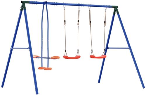 vidaXL - Buitenschommelset - met - 4 - zittingen - Meerkleurig - Staal - en - PE