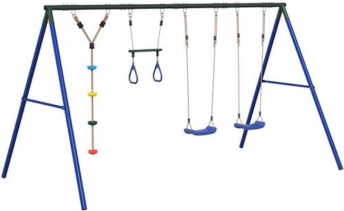 vidaXL - Schommelset - met - schommels, - trapeze - en - klimschommel - met - schijven