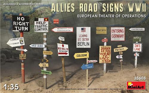 Miniart - Allied Road Signs Wwii. Theatre Of Operations - Min35608 - modelbouwsets, hobbybouwspeelgoed voor kinderen, modelverf en accessoires