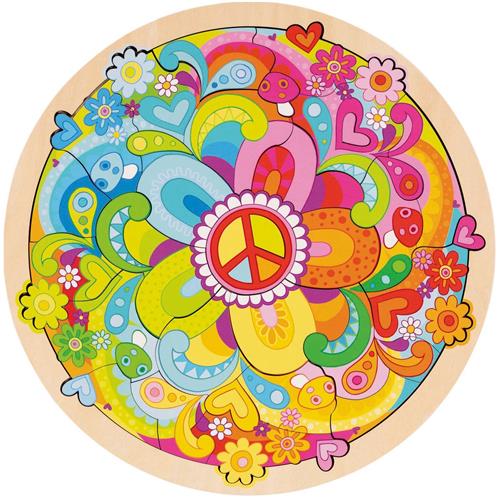 Goki houten puzzel mandala bloemen - kleurrijk speelgoed voor kinderen.
