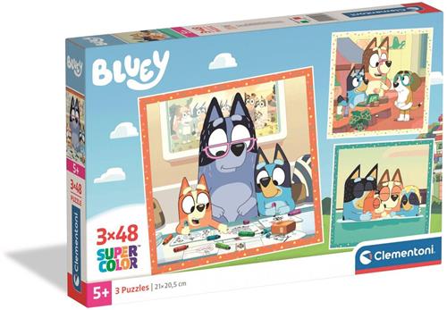 Clementoni Kinderpuzzels Bluey - 3 Puzzels van 48 Stukjes - Legpuzzel en Educatief Speelgoed - Puzzel Set voor Kinderen vanaf 4 Jaar