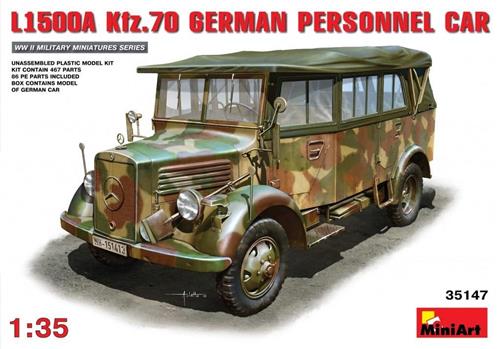 1:35 MiniArt 35147 Mercedes L1500A (Kfz.70) German Personnel Car Plastic Modelbouwpakket