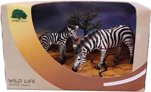 PIA Soft Toys - Moeder Zebra en veulen in Showbox - PVC - Wildlife - 12cm