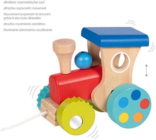 Goki speelgoed trein trekdier - kleurrijk kunststof speelgoed voor kinderen.