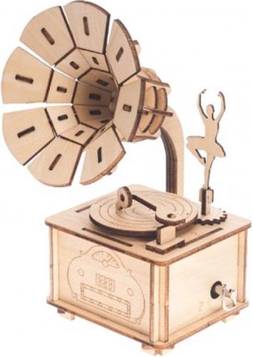 Bouwpakket Muziekdoosje Speeldoosje Grammofoon Balletdanseres/ Luidspreker- hout