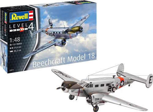 1:48 Revell 03811 Beechcraft Model 18 Plane Plastic Modelbouwpakket