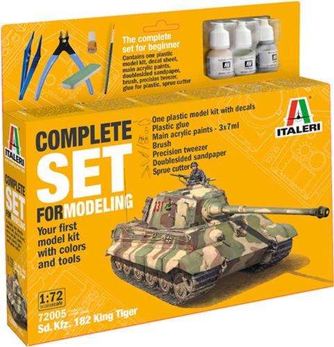 1:72 Italeri 72005 SD.KFZ. 182 King Tiger Tank - Complete Set - Starter Kit Plastic Modelbouwpakket