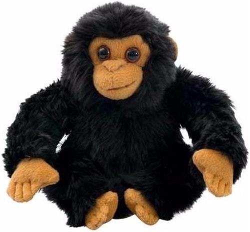 Nature Planet Chimpansee aap knuffeltje/knuffeldier - zwart - stof - 18 cm