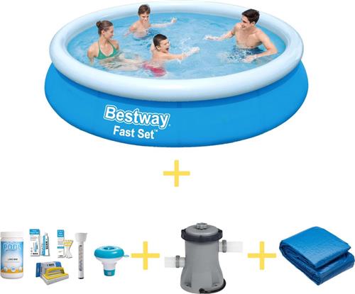 Bestway Zwembad - Fast Set - 366 x 76 cm - Inclusief WAYS Onderhoudspakket, Filterpomp & Grondzeil