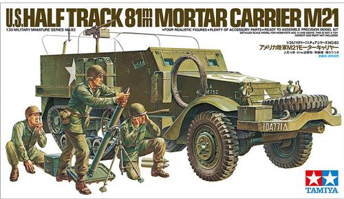 Tamiya Modelbouwpakket Militaire voertuigen - MM183 M21 81 mm Mortar Carrier WWII - Amerikaanse Halfrups Mortierdrager met 4 Figuren Plastic - 1:35 - Modelbouw
