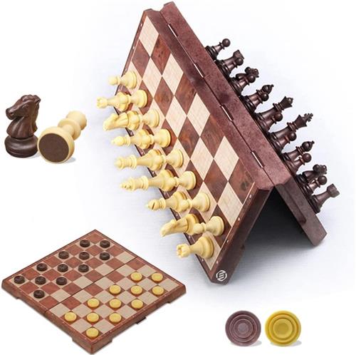 Equivera Schaakbord - Schaakbord met Stenen - Familiespel - Schaakset - Schaakbord - Kerstcadeau - Sinterklaas - Sinterklaas Cadeau - Cadeau Voor Vrouw - Cadeau Voor Man - Cadeau Voor Kind - Cadeau